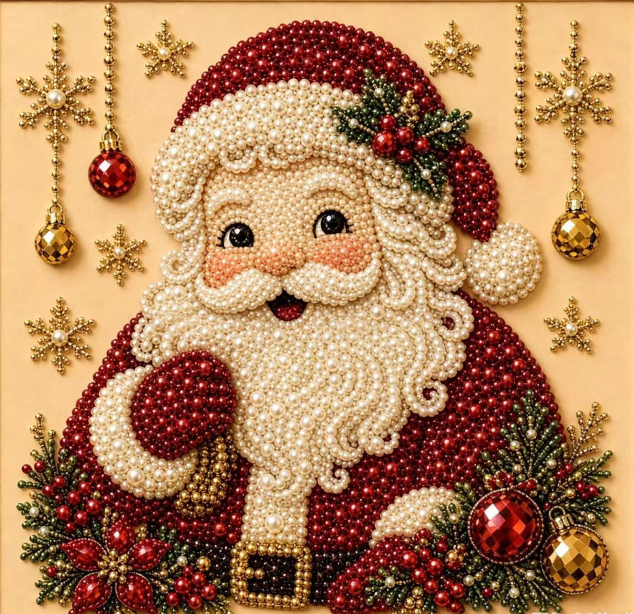 Santa Portrait seasonal pearl art design