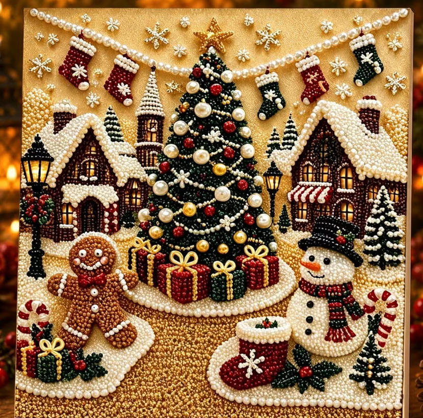 Christmas Village seasonal pearl art design