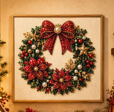 Christmas Wreath seasonal pearl art design