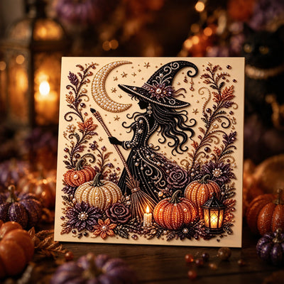 Witch and Pumpkins seasonal pearl art design