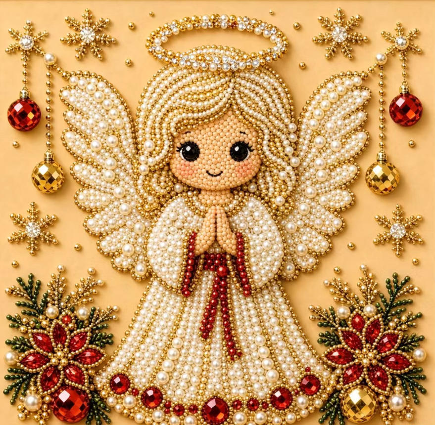 Christmas Angel seasonal pearl art design