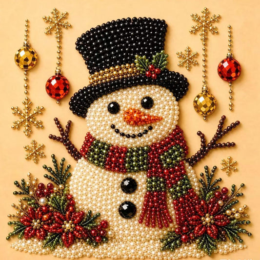 Snowman seasonal pearl art design
