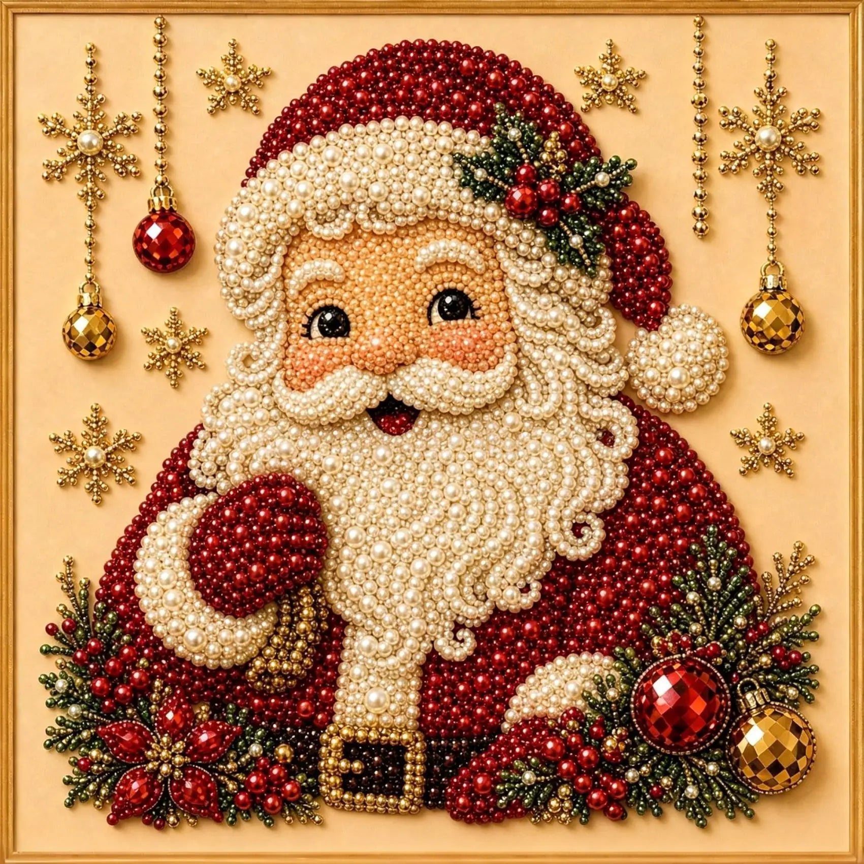 Santa Portrait pearl art detail