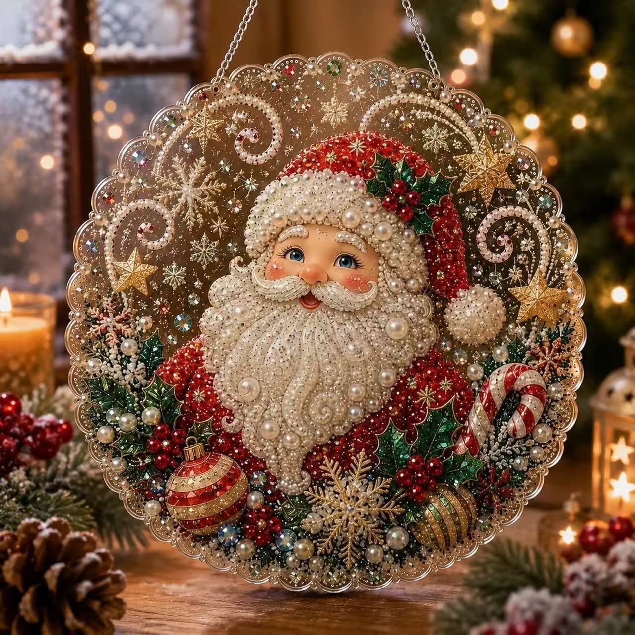 Santa Hanging Design seasonal pearl art design