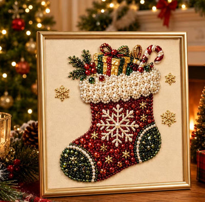 Christmas Stocking seasonal pearl art design