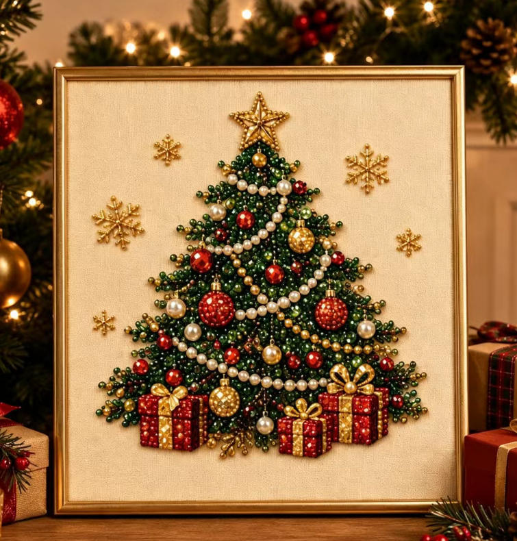 Christmas Tree seasonal pearl art design
