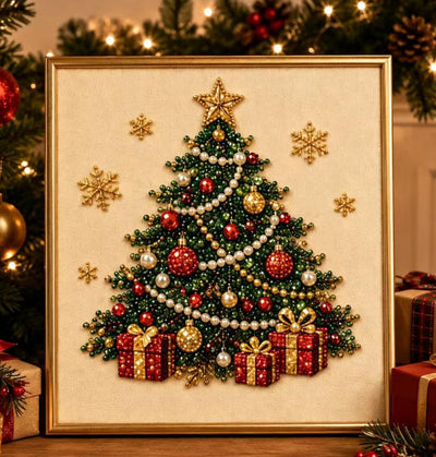 Christmas Tree seasonal pearl art design