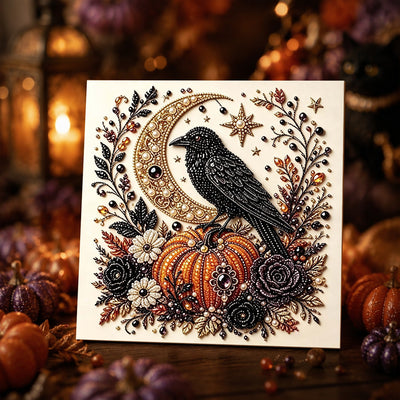 Raven and Crescent Moon seasonal pearl art design