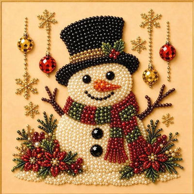 Snowman pearl art detail