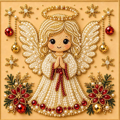 Christmas Angel pearl art detail
